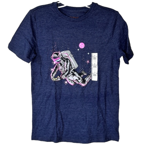 New Girl’s Navy Blue‎ Space Astronaut Graphic Tee size Medium 8/10 - Picture 1 of 3